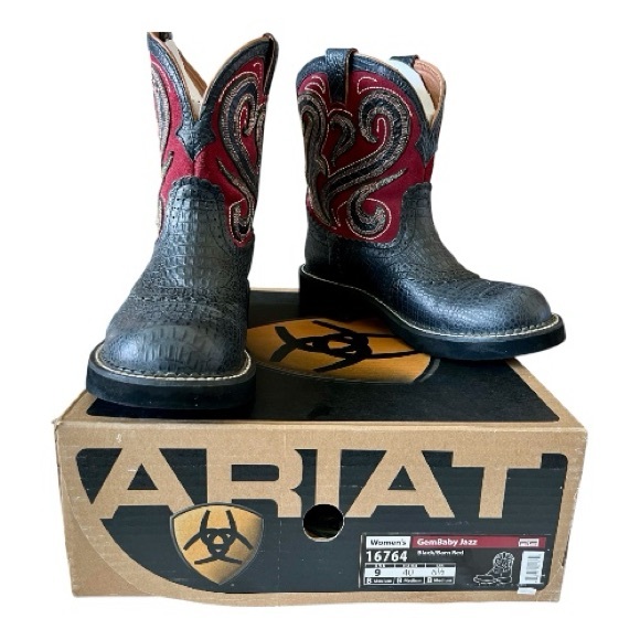 Ariat Shoes - Ariat Women’s GemBaby Jazz Western Boots Black Barn Red Size 9B